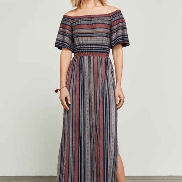 BCBG Charla Striped Off-The-Shoulder Maxi Dress - Picture 2 of 4